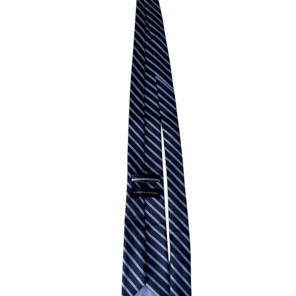 Tommy Hilfiger Black and Gray Striped Tie
